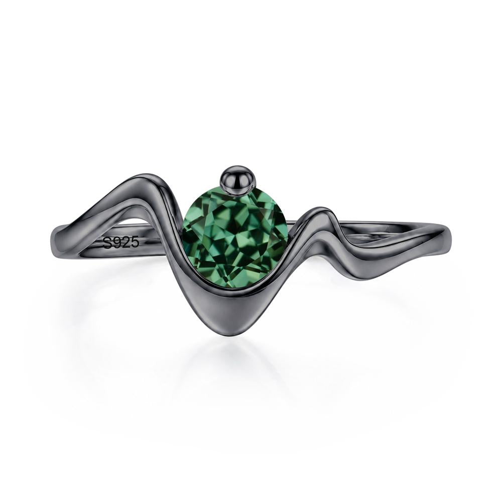 Round Shaped Amethyst Twisted Wave Ring - LUO Jewelry #gemstone_Green Sapphire