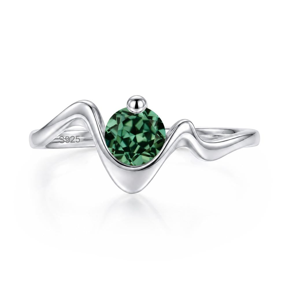 Round Shaped Amethyst Twisted Wave Ring - LUO Jewelry #gemstone_Green Sapphire