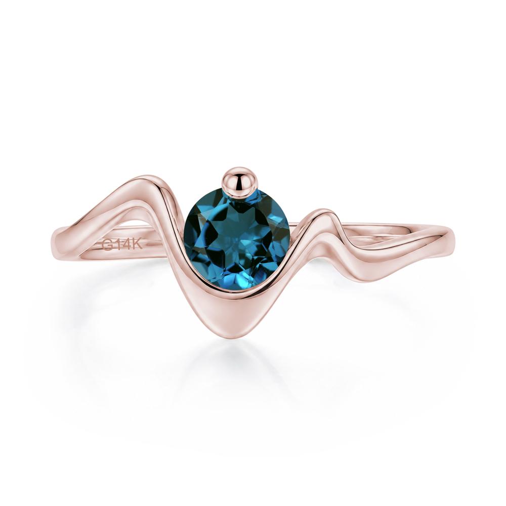 Round Shaped Amethyst Twisted Wave Ring - LUO Jewelry #gemstone_London Blue Topaz