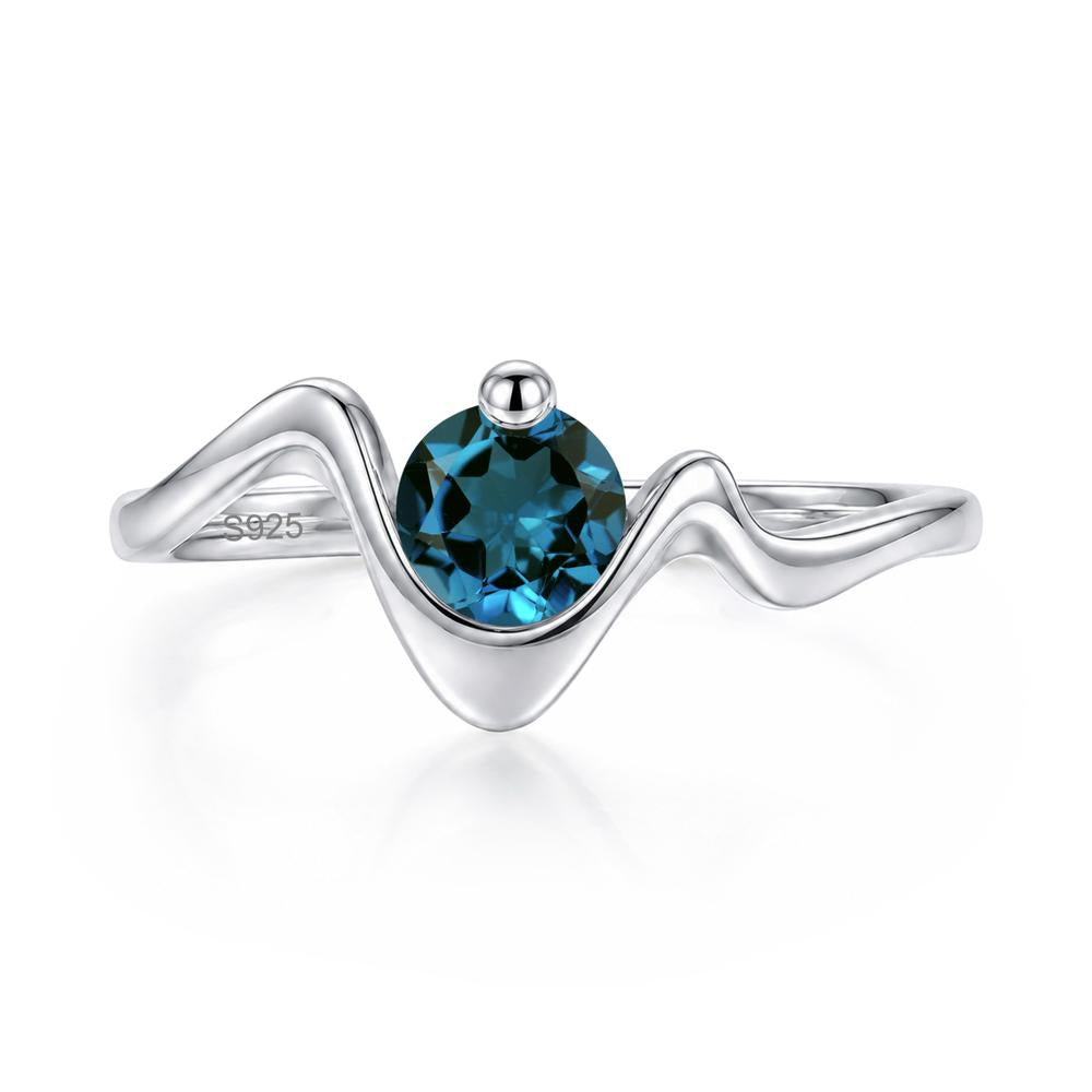 Round Shaped Amethyst Twisted Wave Ring - LUO Jewelry #gemstone_London Blue Topaz