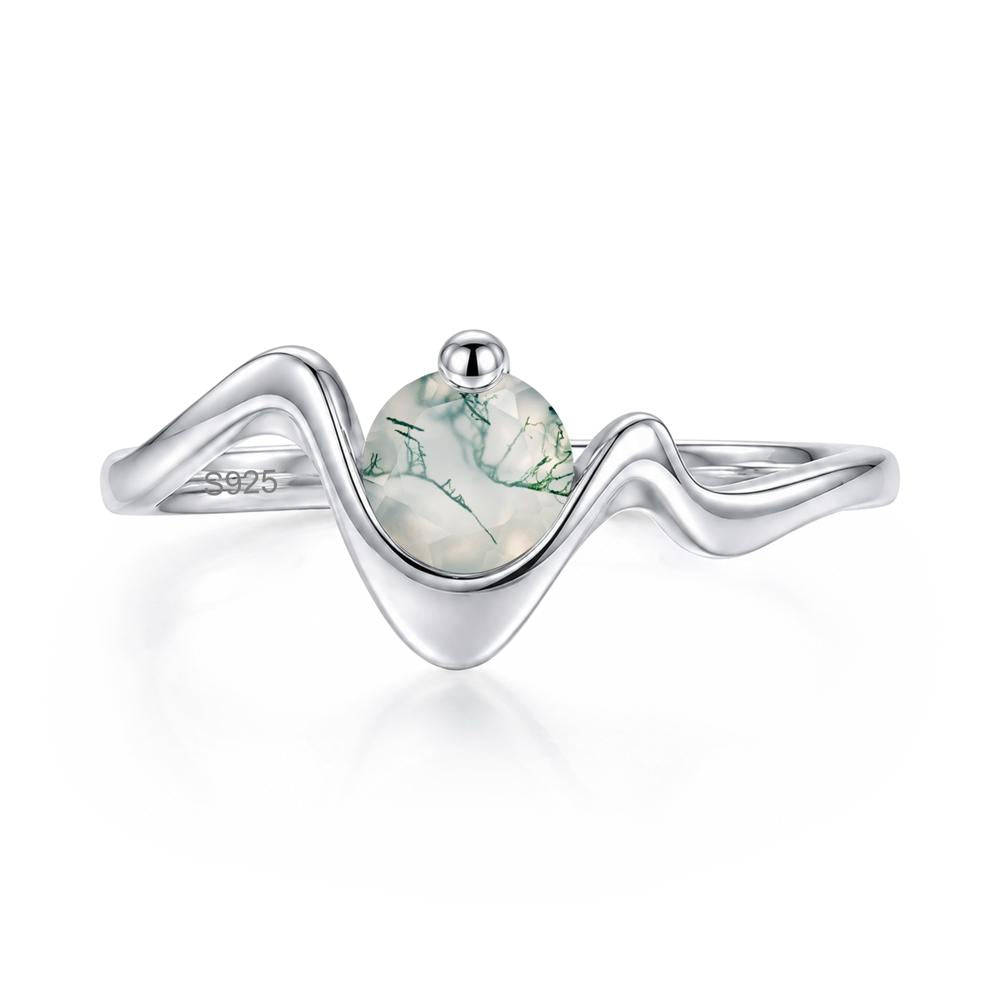 Round Shaped Amethyst Twisted Wave Ring - LUO Jewelry #gemstone_Moss Agate