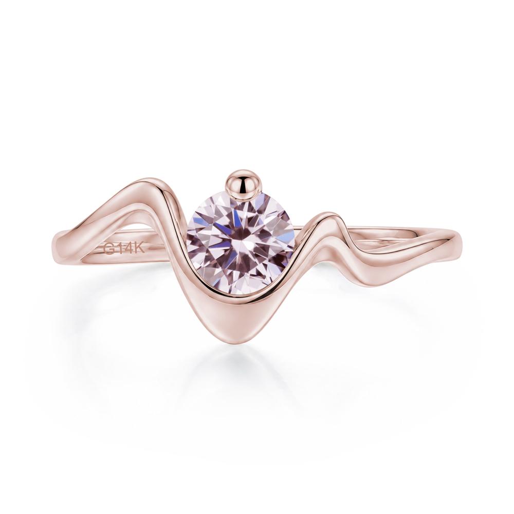 Round Shaped Amethyst Twisted Wave Ring - LUO Jewelry #gemstone_Pink Cubic Zirconia