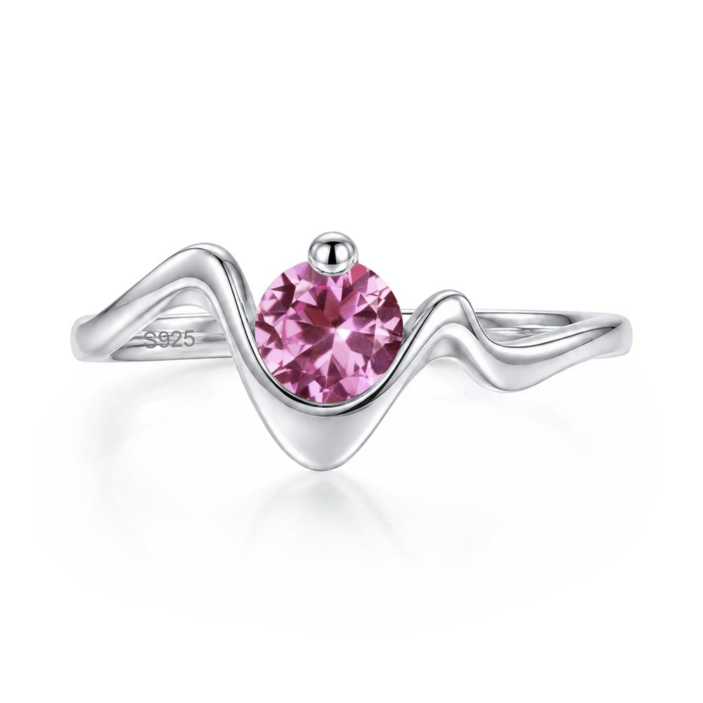 Round Shaped Amethyst Twisted Wave Ring - LUO Jewelry #gemstone_Pink Sapphire