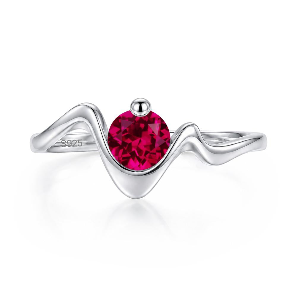 Round Shaped Amethyst Twisted Wave Ring - LUO Jewelry #gemstone_Ruby