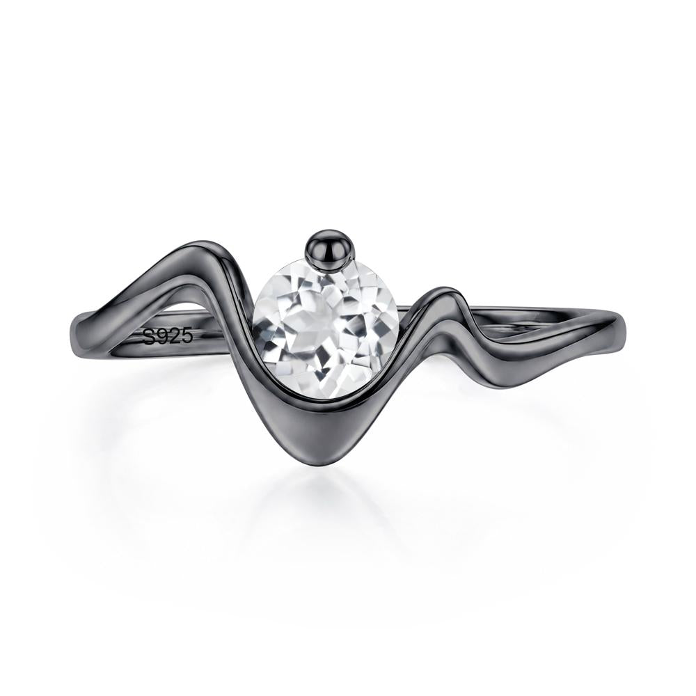 Round Shaped Amethyst Twisted Wave Ring - LUO Jewelry #gemstone_White Topaz