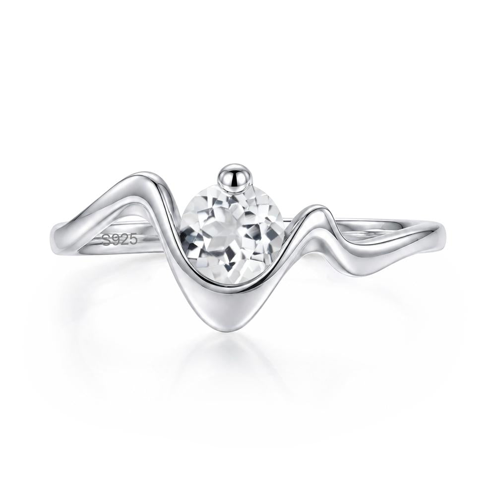 Round Shaped Amethyst Twisted Wave Ring - LUO Jewelry #gemstone_White Topaz