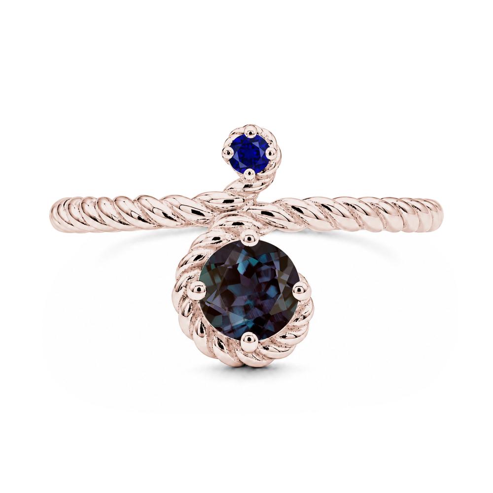 Vintage Twisted Rope Pink Sapphire and Sapphire Two Stone Ring - LUO Jewelry #gemstone_Alexandrite and Sapphire