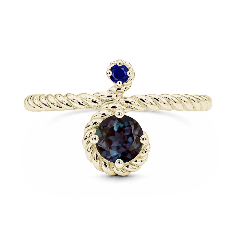 Vintage Twisted Rope Pink Sapphire and Sapphire Two Stone Ring - LUO Jewelry #gemstone_Alexandrite and Sapphire