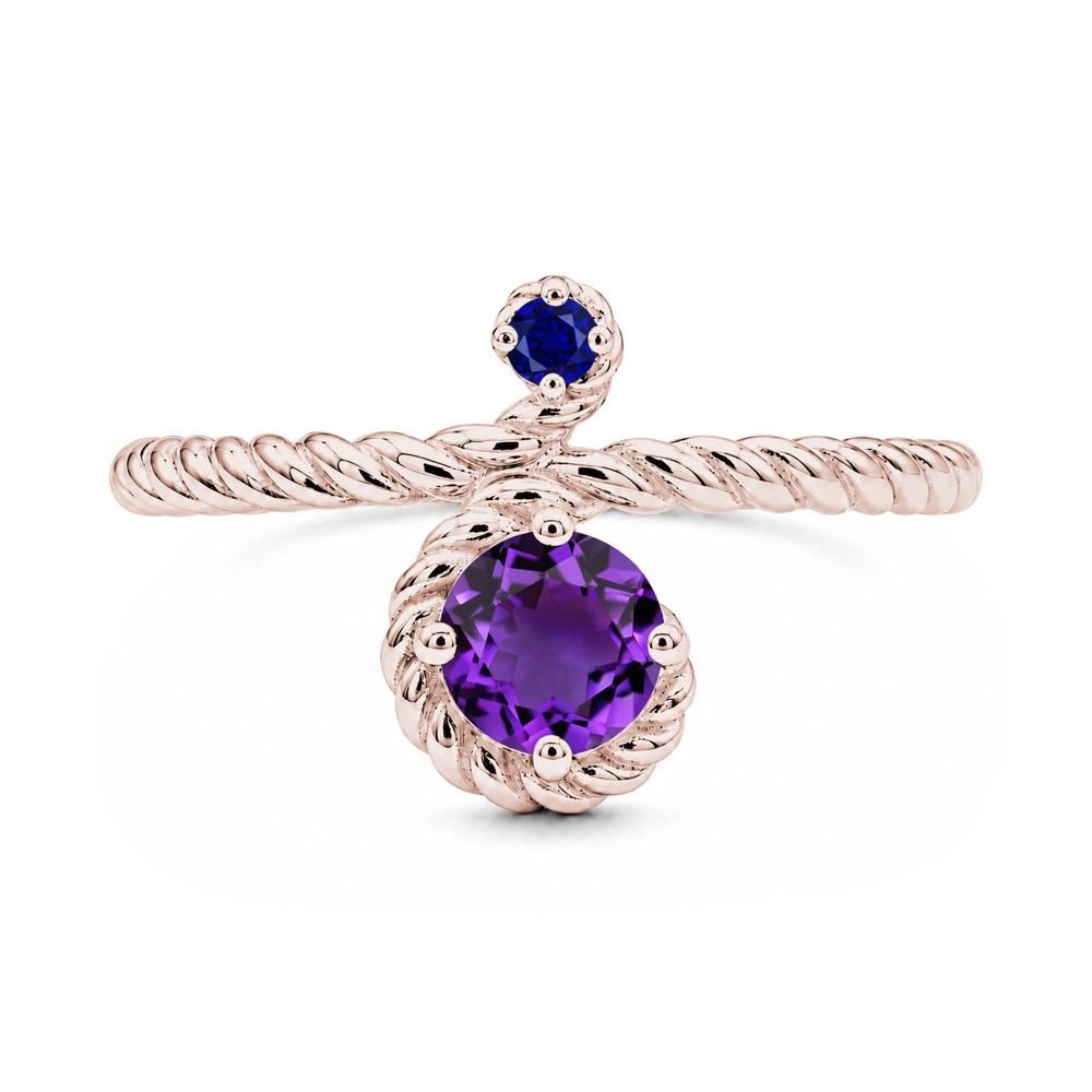 Vintage Twisted Rope Pink Sapphire and Sapphire Two Stone Ring - LUO Jewelry #gemstone_Amethyst and Sapphire