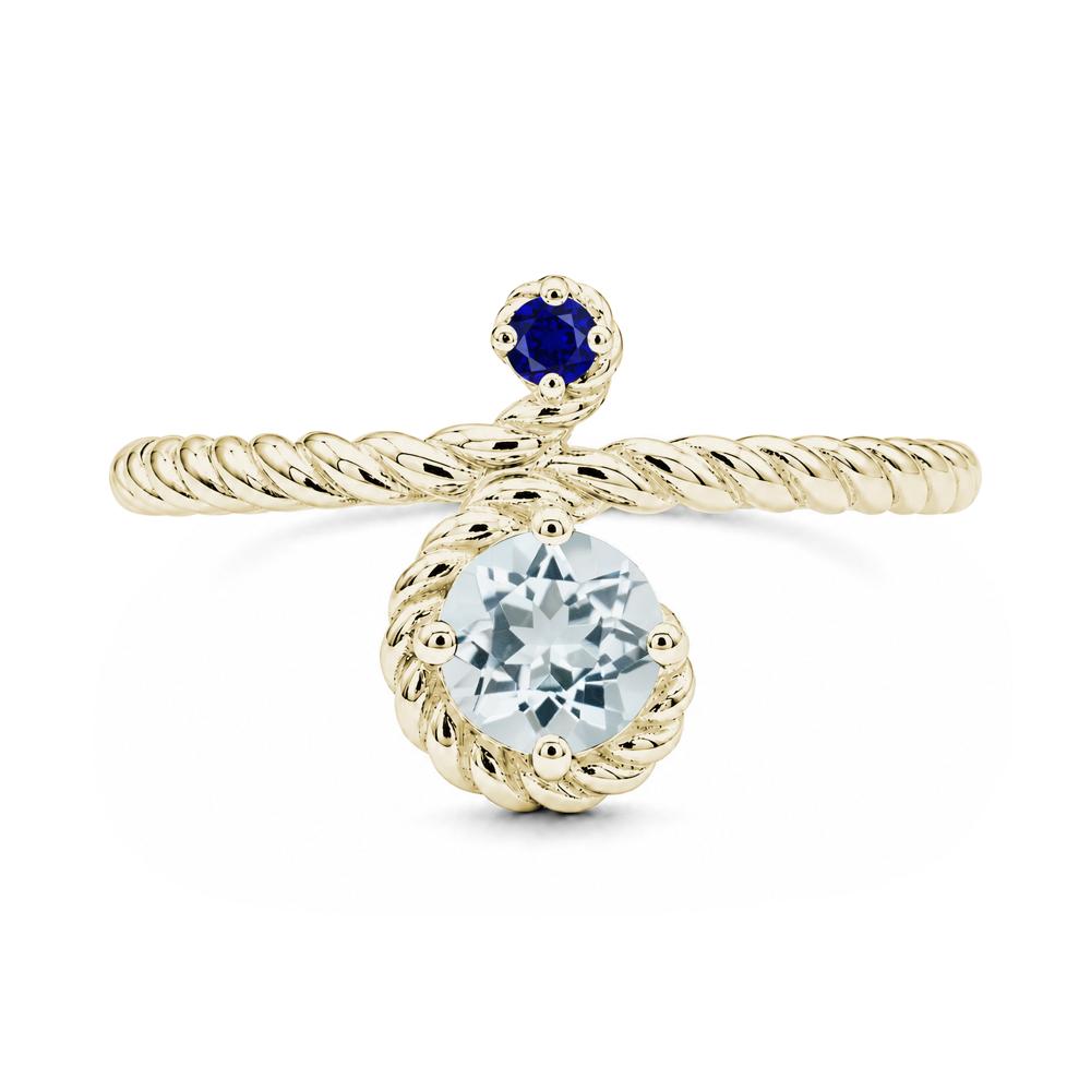 Vintage Twisted Rope Pink Sapphire and Sapphire Two Stone Ring - LUO Jewelry #gemstone_Aquamarine and Sapphire