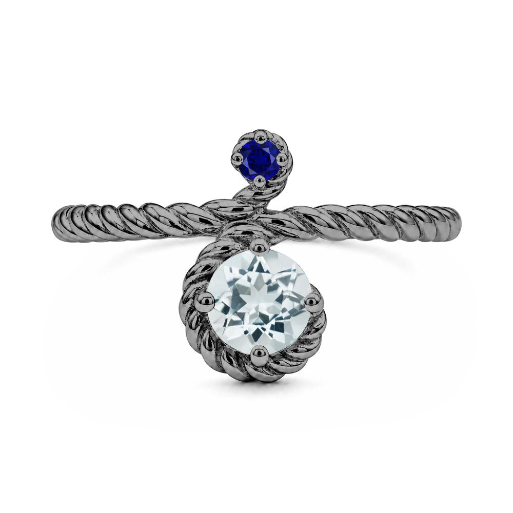 Vintage Twisted Rope Pink Sapphire and Sapphire Two Stone Ring - LUO Jewelry #gemstone_Aquamarine and Sapphire
