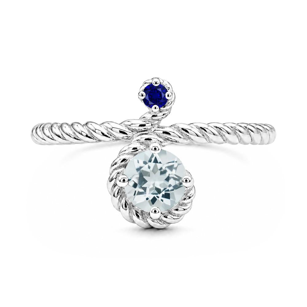 Vintage Twisted Rope Pink Sapphire and Sapphire Two Stone Ring - LUO Jewelry #gemstone_Aquamarine and Sapphire