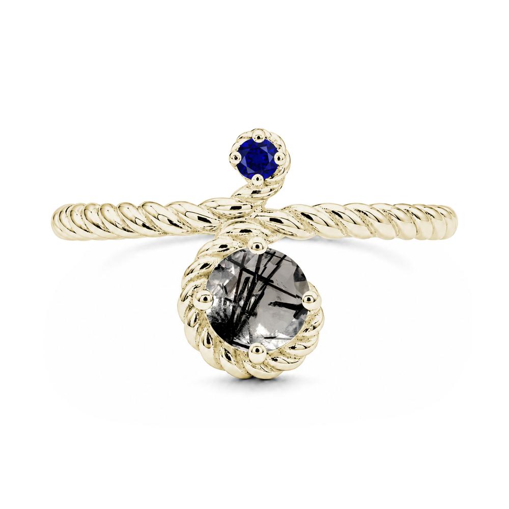 Vintage Twisted Rope Pink Sapphire and Sapphire Two Stone Ring - LUO Jewelry #gemstone_Black Rutilated Quartz and Sapphire