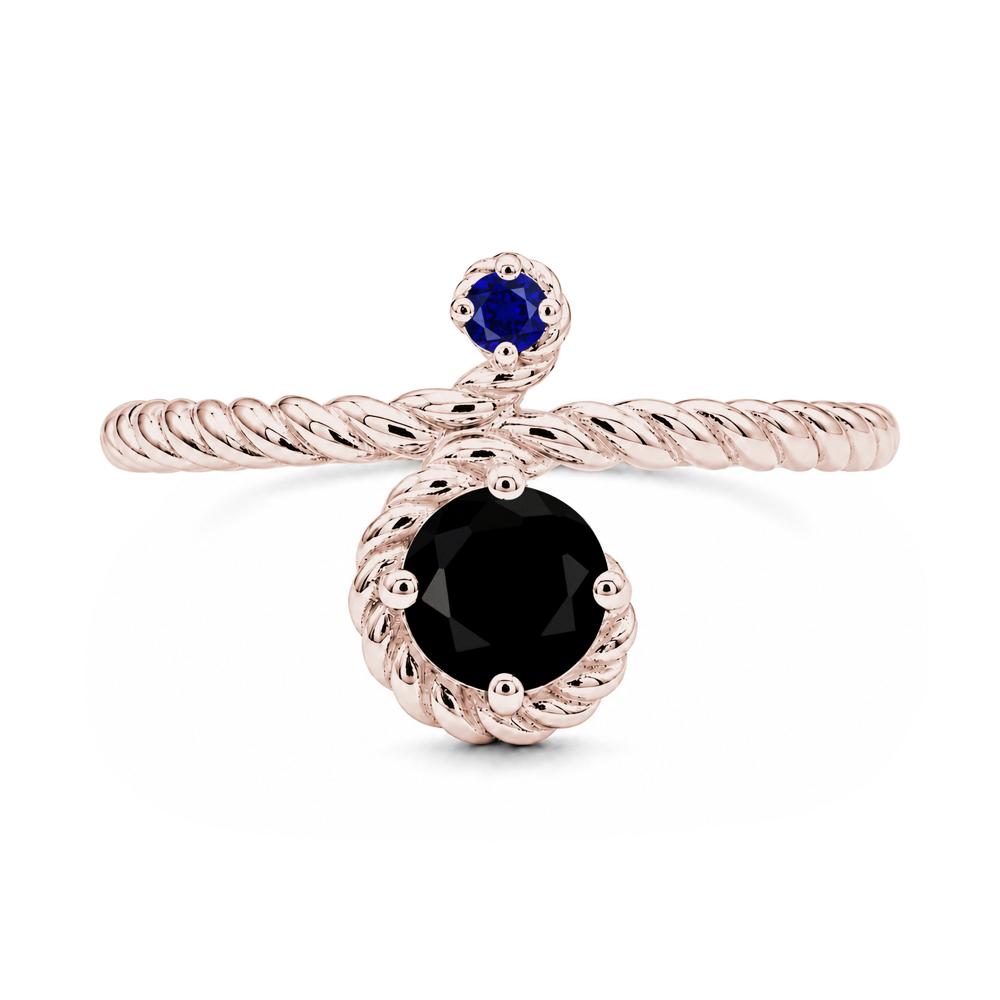 Vintage Twisted Rope Pink Sapphire and Sapphire Two Stone Ring - LUO Jewelry #gemstone_Black Spinel and Sapphire