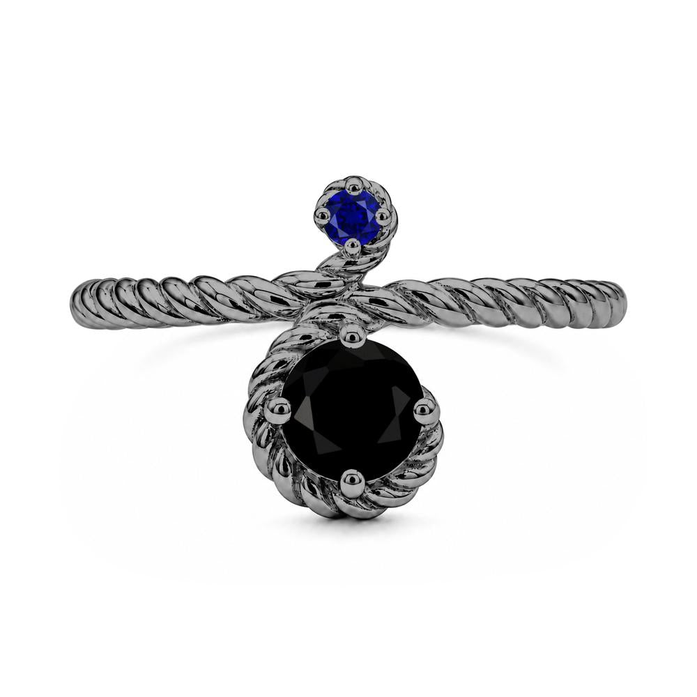 Vintage Twisted Rope Pink Sapphire and Sapphire Two Stone Ring - LUO Jewelry #gemstone_Black Spinel and Sapphire