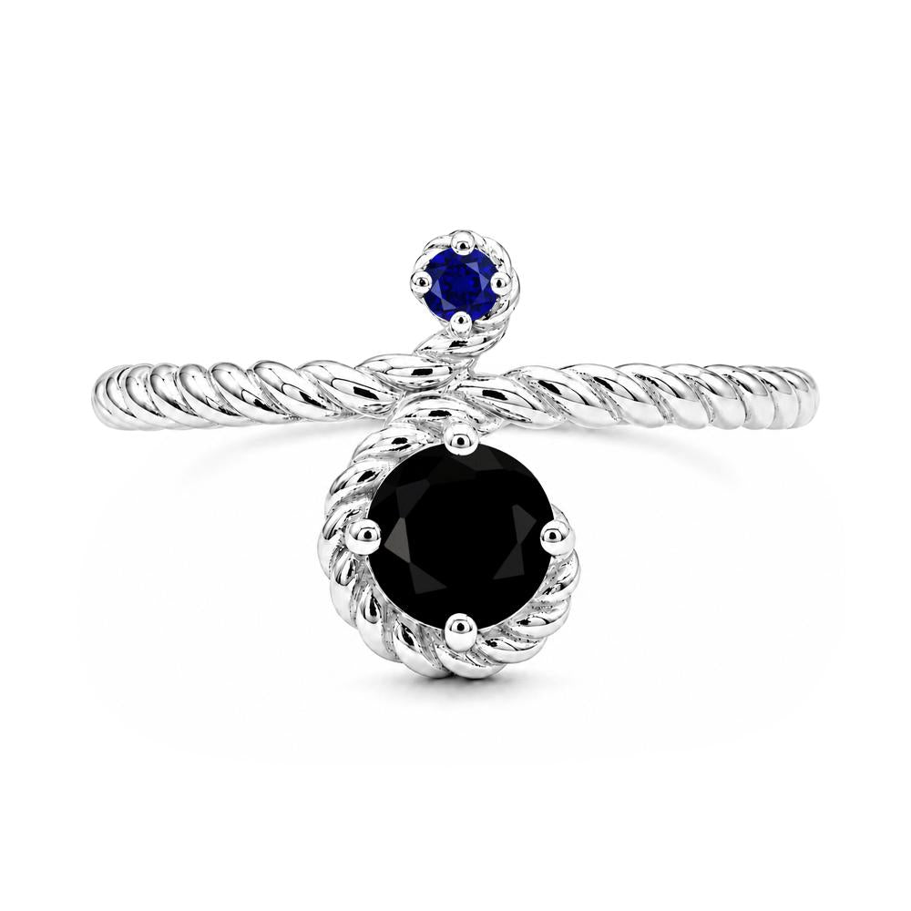 Vintage Twisted Rope Pink Sapphire and Sapphire Two Stone Ring - LUO Jewelry #gemstone_Black Spinel and Sapphire