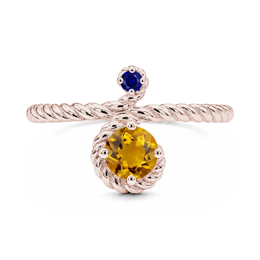 Vintage Twisted Rope Pink Sapphire and Sapphire Two Stone Ring - LUO Jewelry #gemstone_Citrine and Sapphire