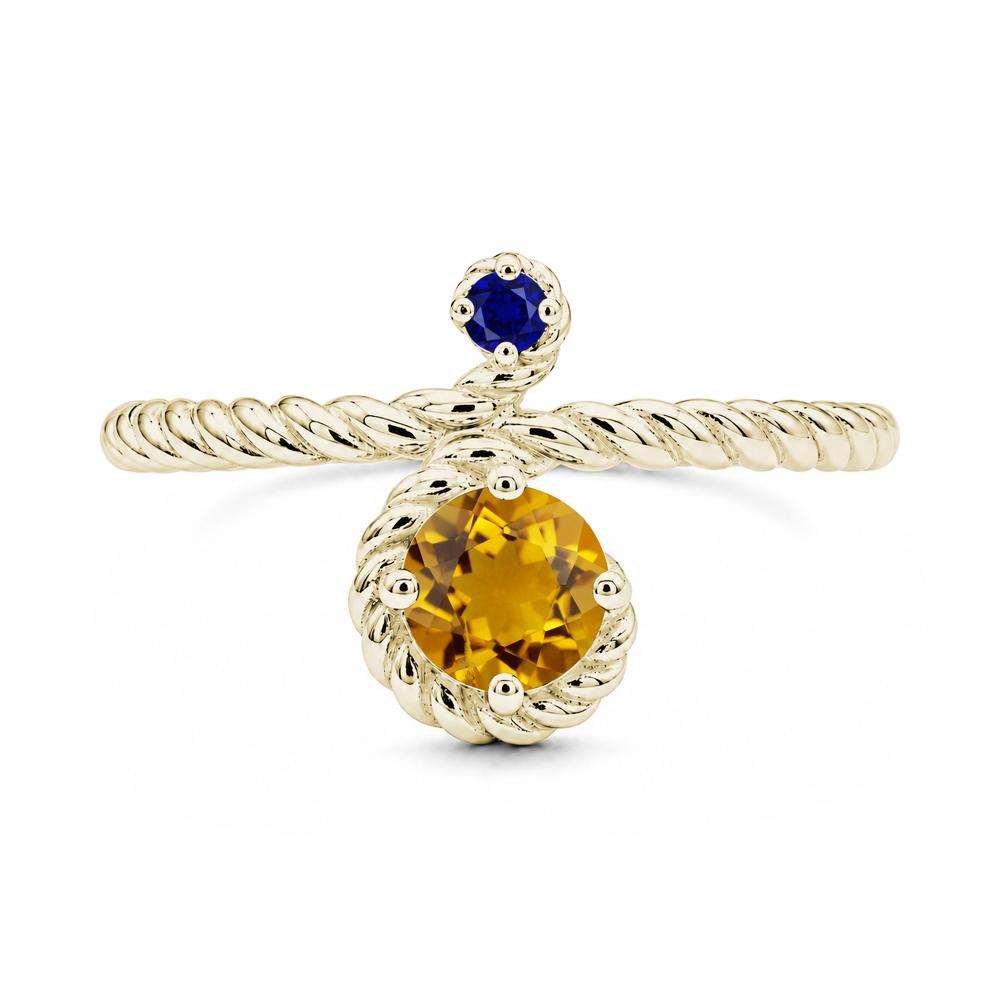 Vintage Twisted Rope Pink Sapphire and Sapphire Two Stone Ring - LUO Jewelry #gemstone_Citrine and Sapphire