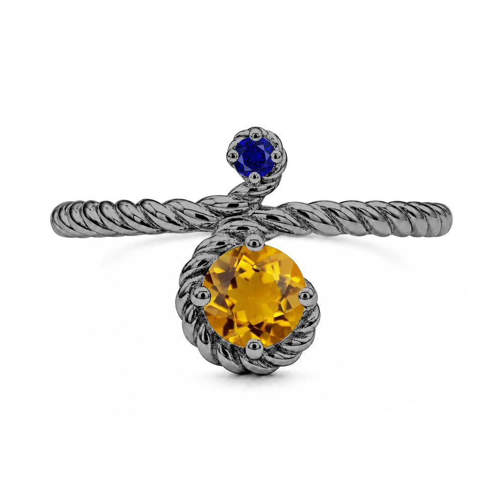 Vintage Twisted Rope Pink Sapphire and Sapphire Two Stone Ring - LUO Jewelry #gemstone_Citrine and Sapphire
