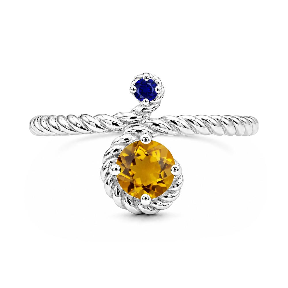 Vintage Twisted Rope Pink Sapphire and Sapphire Two Stone Ring - LUO Jewelry #gemstone_Citrine and Sapphire