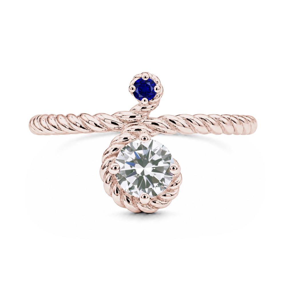 Vintage Twisted Rope Pink Sapphire and Sapphire Two Stone Ring - LUO Jewelry #gemstone_Cubic Zirconia and Sapphire