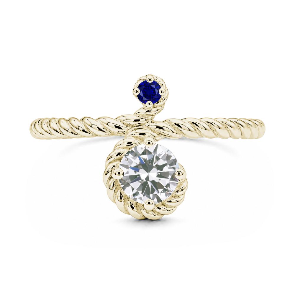Vintage Twisted Rope Pink Sapphire and Sapphire Two Stone Ring - LUO Jewelry #gemstone_Cubic Zirconia and Sapphire