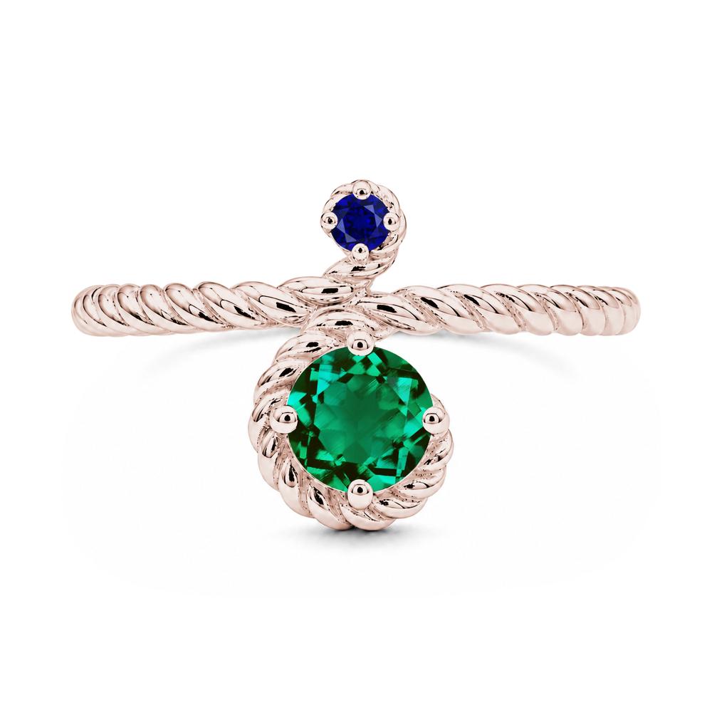 Vintage Twisted Rope Pink Sapphire and Sapphire Two Stone Ring - LUO Jewelry #gemstone_Emerald and Sapphire