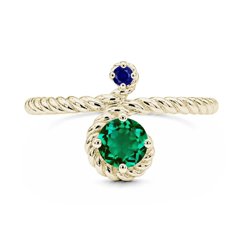 Vintage Twisted Rope Pink Sapphire and Sapphire Two Stone Ring - LUO Jewelry #gemstone_Emerald and Sapphire