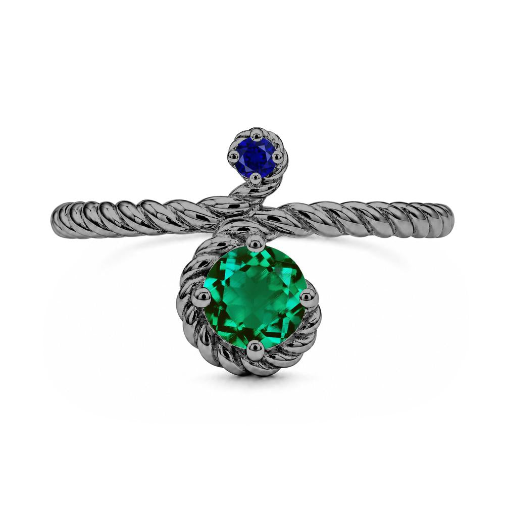 Vintage Twisted Rope Pink Sapphire and Sapphire Two Stone Ring - LUO Jewelry #gemstone_Emerald and Sapphire