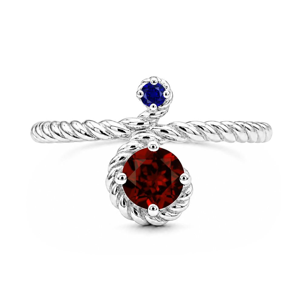 Vintage Twisted Rope Pink Sapphire and Sapphire Two Stone Ring - LUO Jewelry #gemstone_Garnet and Sapphire