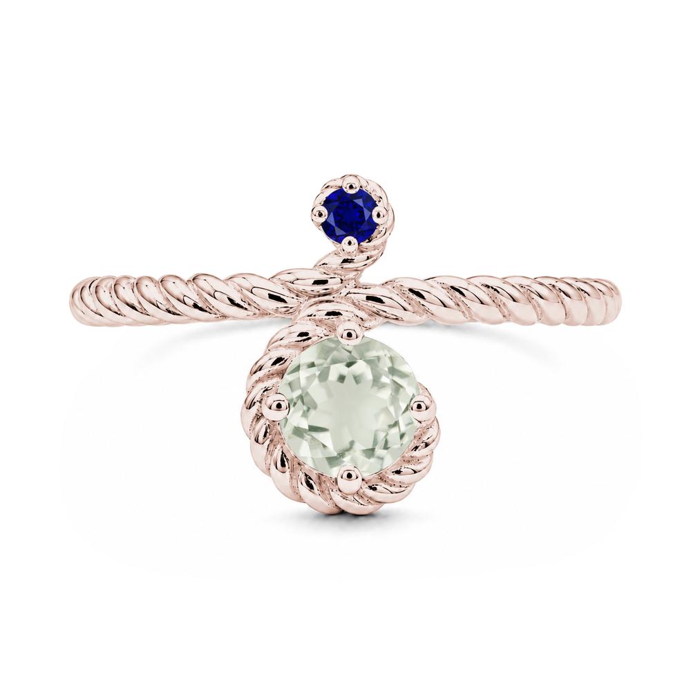 Vintage Twisted Rope Pink Sapphire and Sapphire Two Stone Ring - LUO Jewelry #gemstone_Green Amethyst and Sapphire
