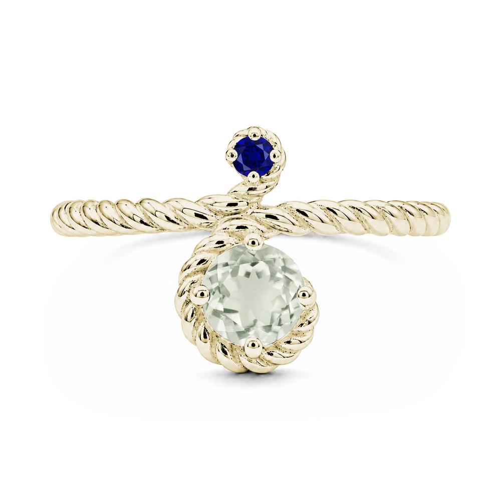 Vintage Twisted Rope Pink Sapphire and Sapphire Two Stone Ring - LUO Jewelry #gemstone_Green Amethyst and Sapphire