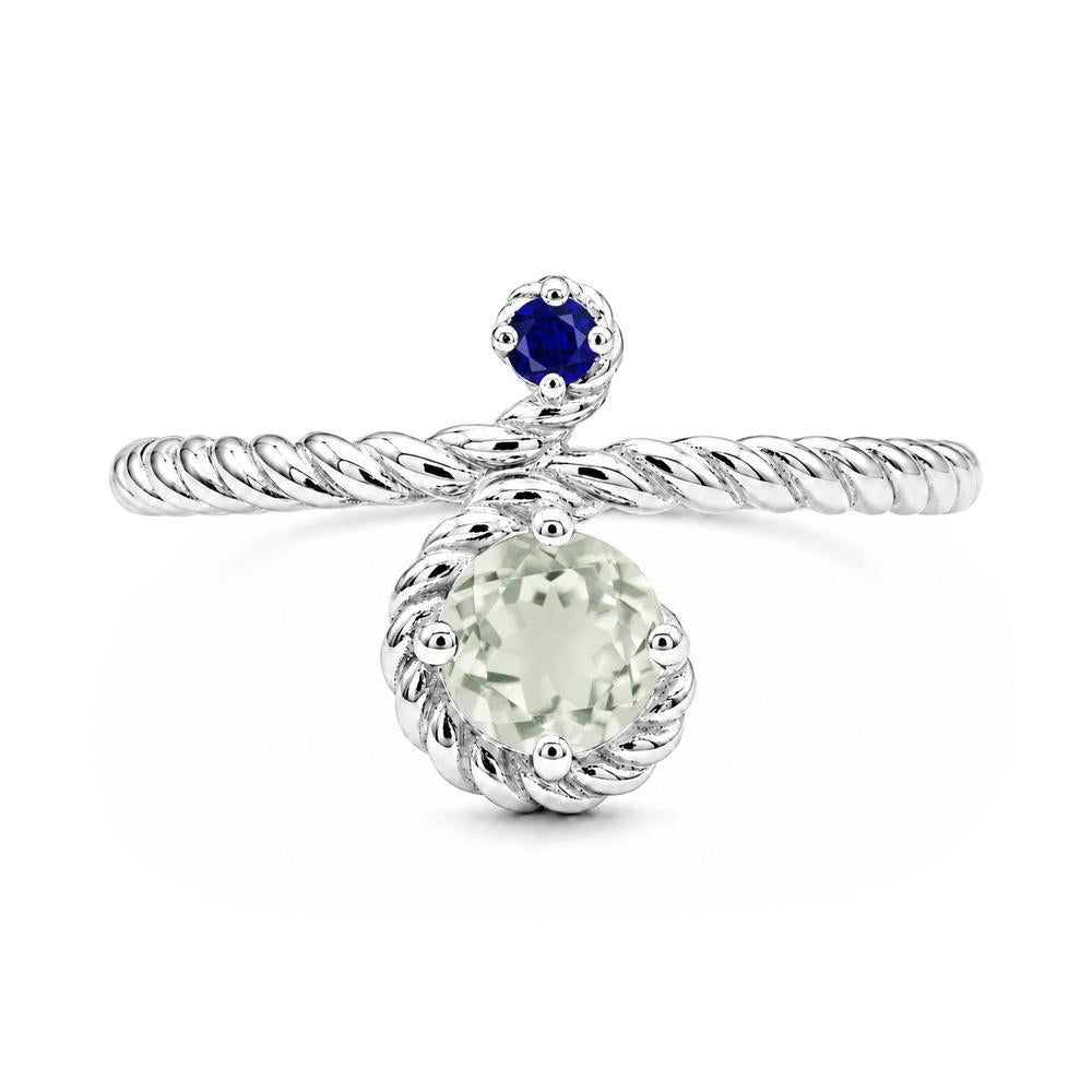 Vintage Twisted Rope Pink Sapphire and Sapphire Two Stone Ring - LUO Jewelry #gemstone_Green Amethyst and Sapphire