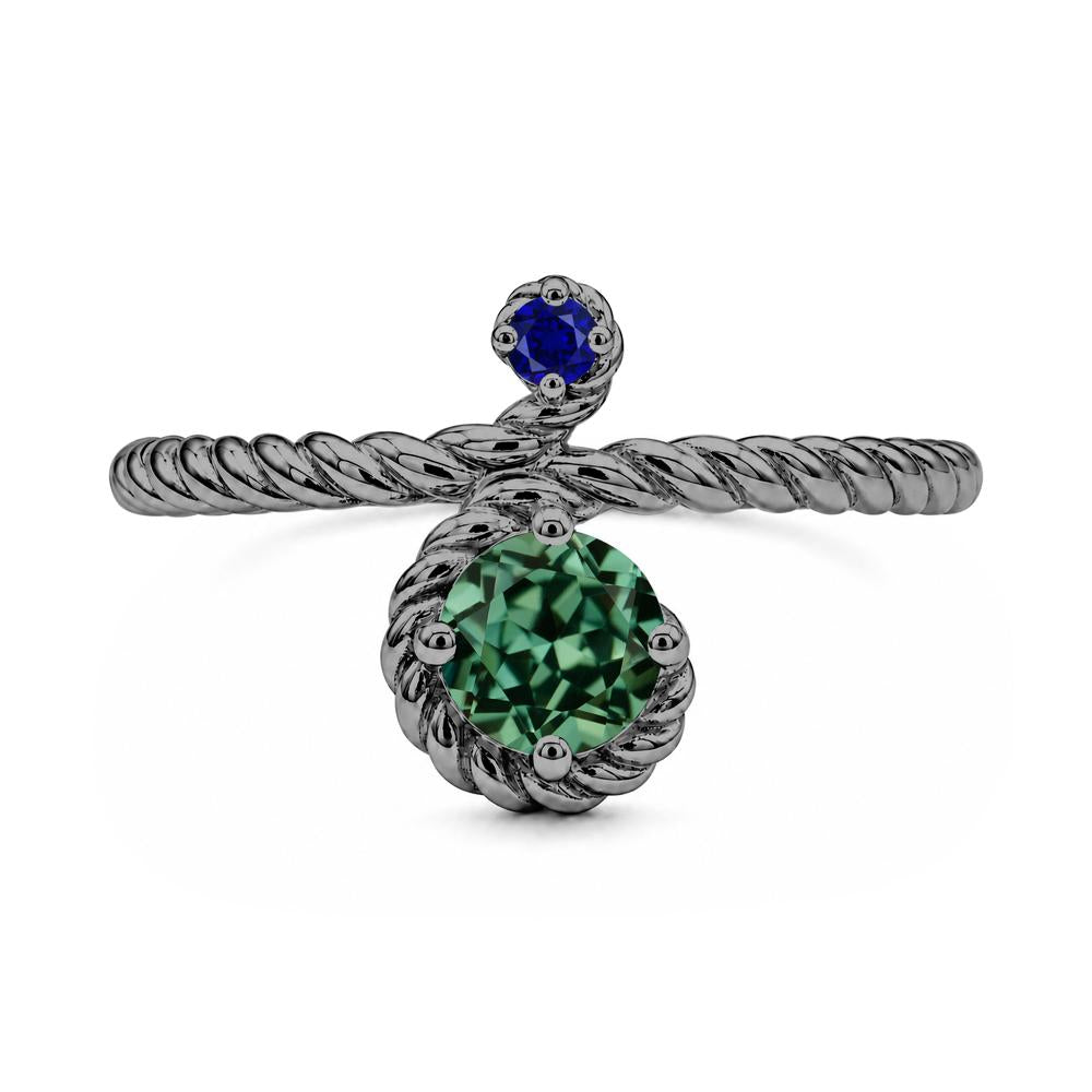 Vintage Twisted Rope Pink Sapphire and Sapphire Two Stone Ring - LUO Jewelry #gemstone_Green Sapphire and Sapphire