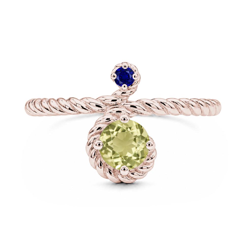 Vintage Twisted Rope Pink Sapphire and Sapphire Two Stone Ring - LUO Jewelry #gemstone_Lemon Quartz and Sapphire