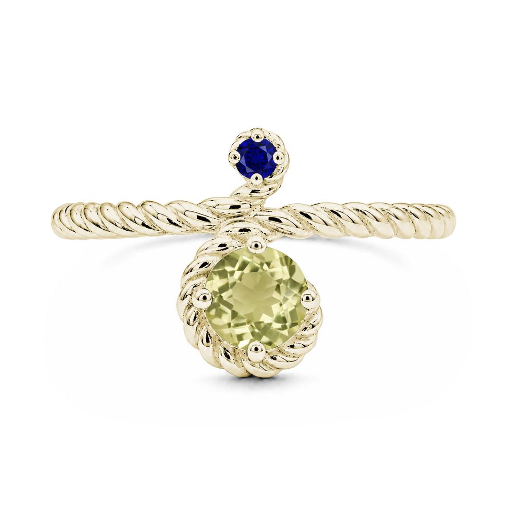 Vintage Twisted Rope Pink Sapphire and Sapphire Two Stone Ring - LUO Jewelry #gemstone_Lemon Quartz and Sapphire