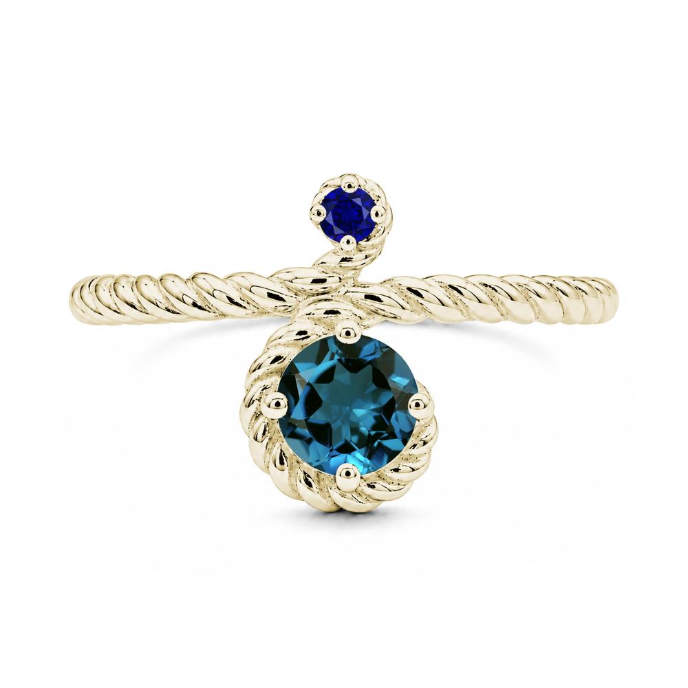 Vintage Twisted Rope Pink Sapphire and Sapphire Two Stone Ring - LUO Jewelry #gemstone_London Blue Topaz and Sapphire