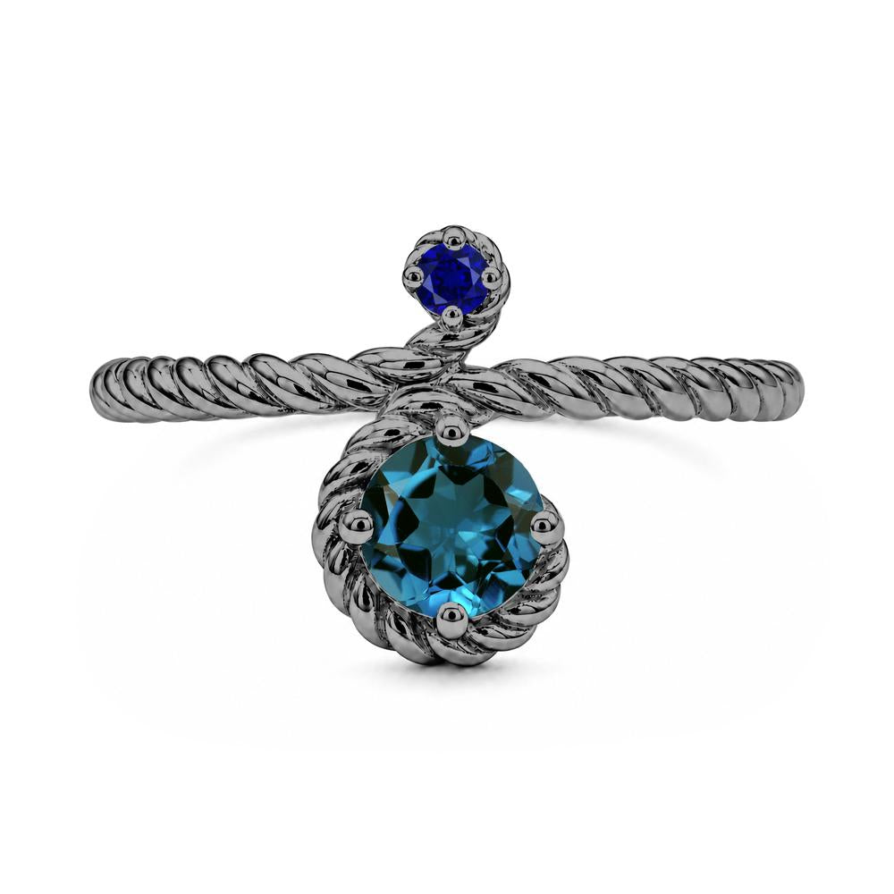 Vintage Twisted Rope Pink Sapphire and Sapphire Two Stone Ring - LUO Jewelry #gemstone_London Blue Topaz and Sapphire