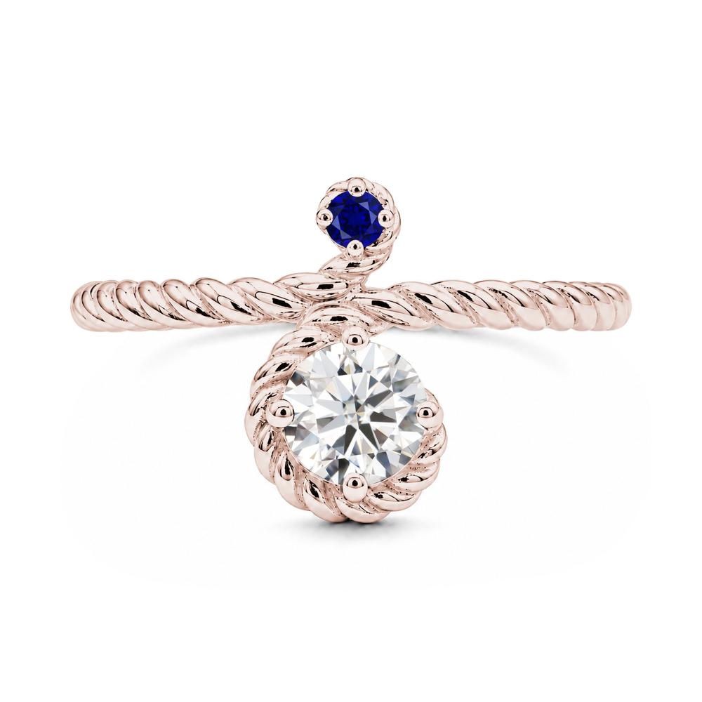 Vintage Twisted Rope Pink Sapphire and Sapphire Two Stone Ring - LUO Jewelry #gemstone_Moissanite and Sapphire