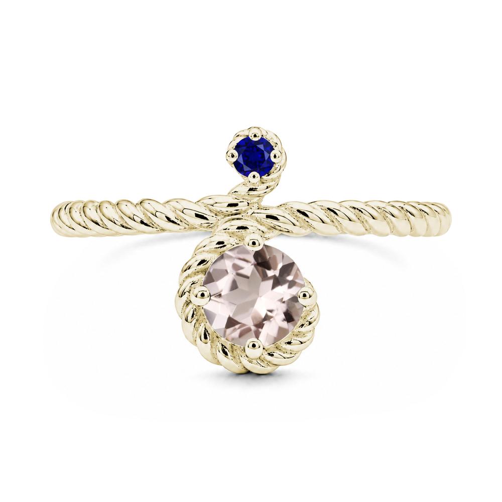 Vintage Twisted Rope Pink Sapphire and Sapphire Two Stone Ring - LUO Jewelry #gemstone_Morganite and Sapphire