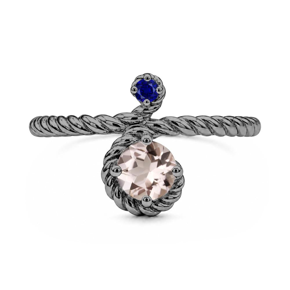 Vintage Twisted Rope Pink Sapphire and Sapphire Two Stone Ring - LUO Jewelry #gemstone_Morganite and Sapphire