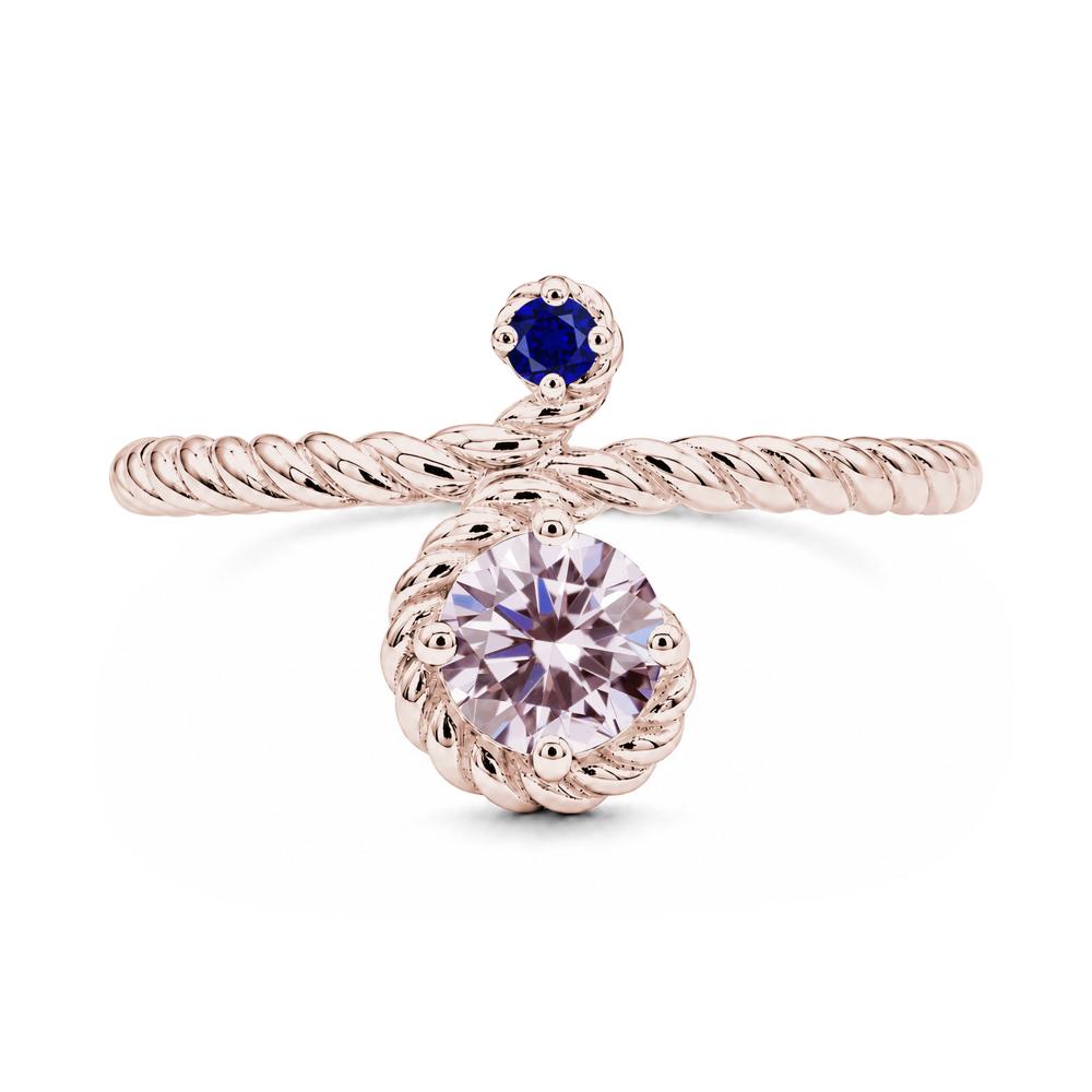 Vintage Twisted Rope Pink Sapphire and Sapphire Two Stone Ring - LUO Jewelry #gemstone_Pink Cubic Zirconia and Sapphire