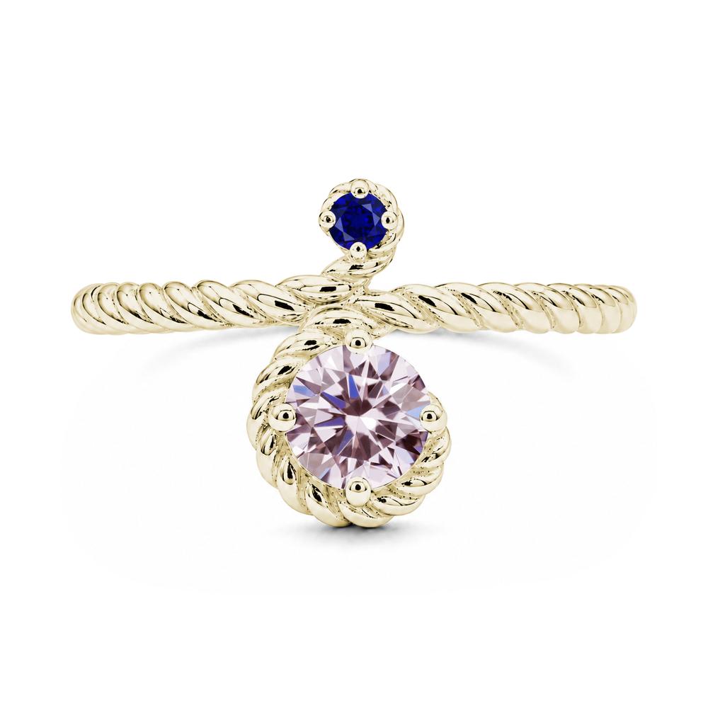 Vintage Twisted Rope Pink Sapphire and Sapphire Two Stone Ring - LUO Jewelry #gemstone_Pink Cubic Zirconia and Sapphire
