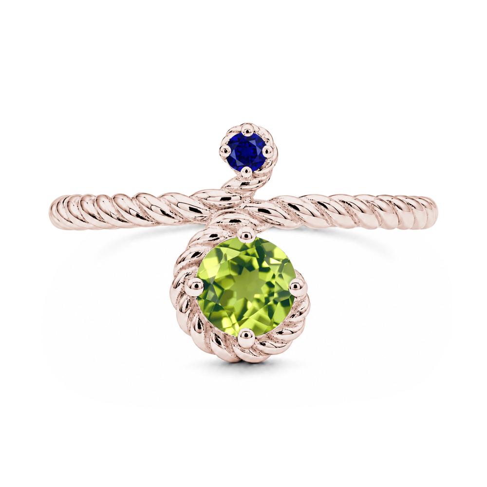 Vintage Twisted Rope Pink Sapphire and Sapphire Two Stone Ring - LUO Jewelry #gemstone_Peridot and Sapphire