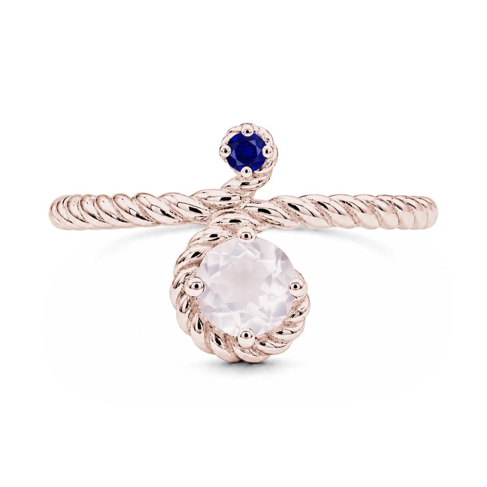 Vintage Twisted Rope Pink Sapphire and Sapphire Two Stone Ring - LUO Jewelry #gemstone_Rose Quartz and Sapphire