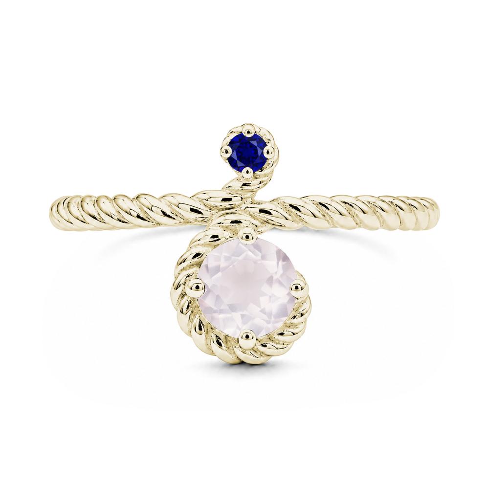 Vintage Twisted Rope Pink Sapphire and Sapphire Two Stone Ring - LUO Jewelry #gemstone_Rose Quartz and Sapphire