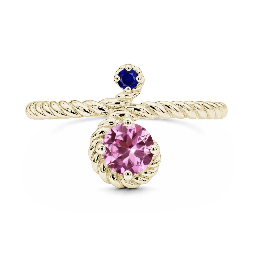 Vintage Twisted Rope Pink Sapphire and Sapphire Two Stone Ring - LUO Jewelry #gemstone_Pink Sapphire and Sapphire