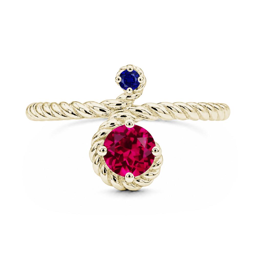 Vintage Twisted Rope Pink Sapphire and Sapphire Two Stone Ring - LUO Jewelry #gemstone_Ruby and Sapphire