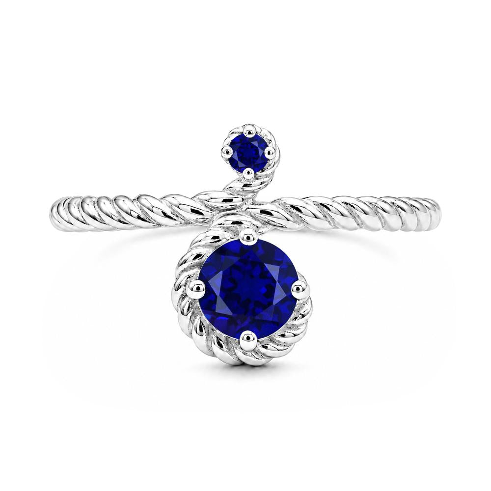 Vintage Twisted Rope Pink Sapphire and Sapphire Two Stone Ring - LUO Jewelry #gemstone_Sapphire