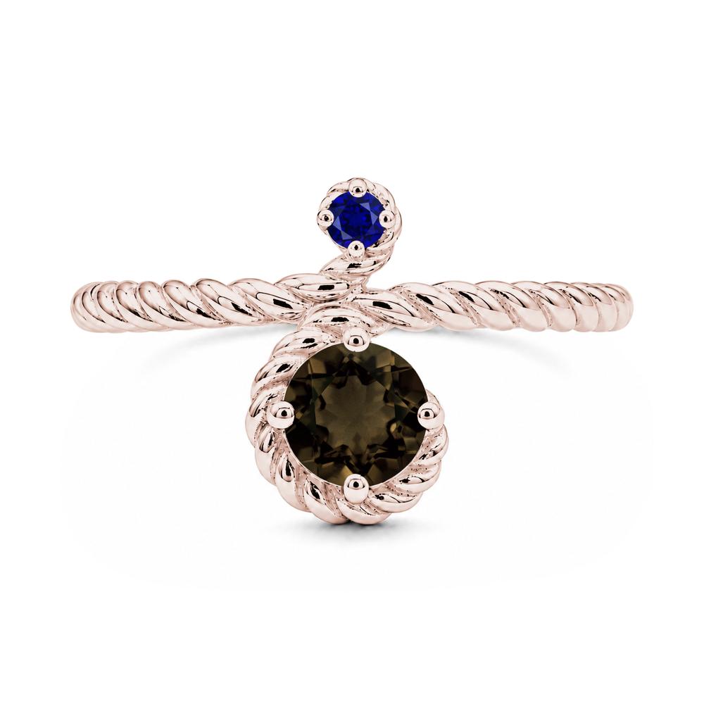 Vintage Twisted Rope Pink Sapphire and Sapphire Two Stone Ring - LUO Jewelry #gemstone_Smoky Quartz and Sapphire